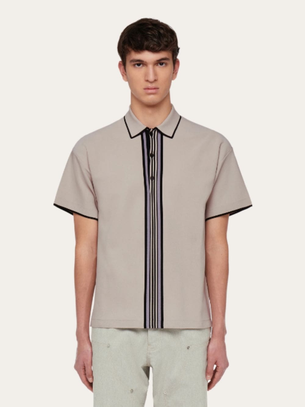 Polo Shirt with Center Stripe