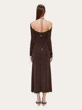 Ferragamo Espresso Long Crepe Dress