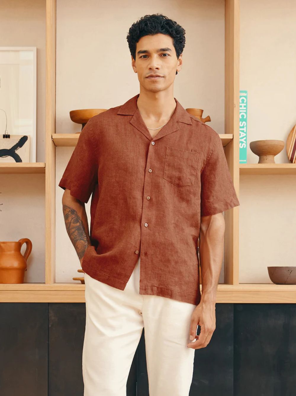 Dark Coral Angelo Linen Shirt