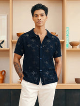 Navy Angra Clube Raul Crochet Cardigan | PDP - Fashion Clinic