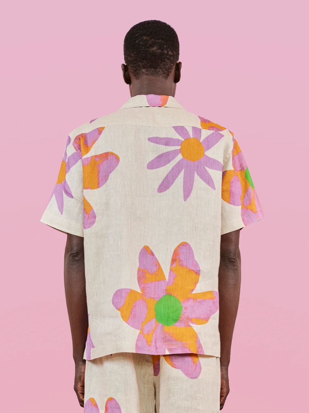 x John Booth Ecru Floral Roberto Linen Shirt