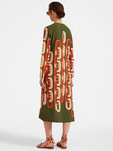 La DoubleJ Prometheus Placée Camouflage Long Sleeve Midi Swing Dress