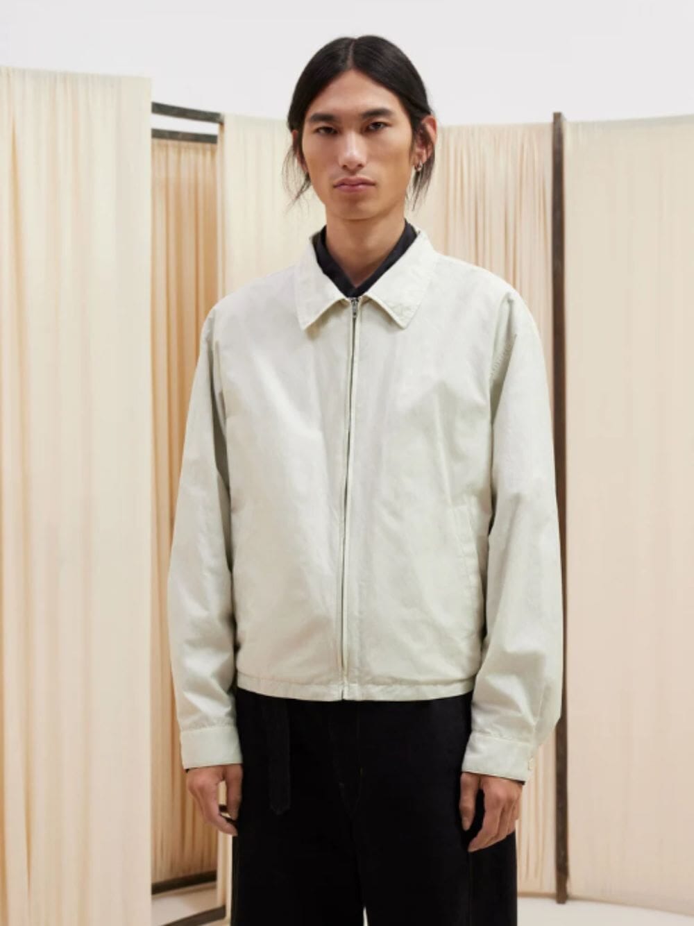 Cotton Silk Shirt Blouson