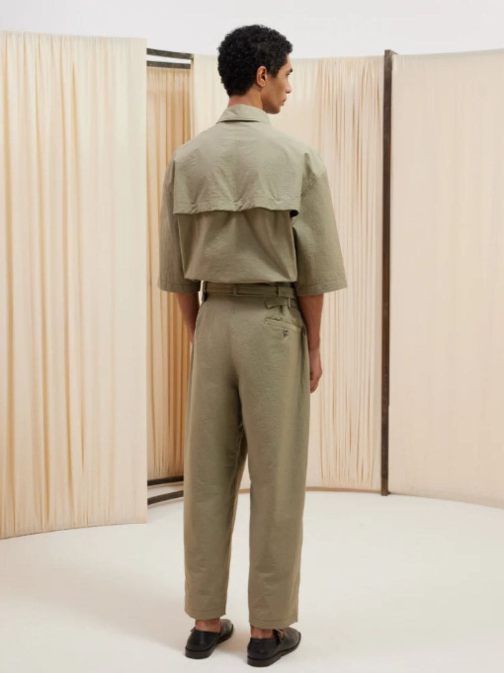 Dusty Khaki Belted Carrot Pants