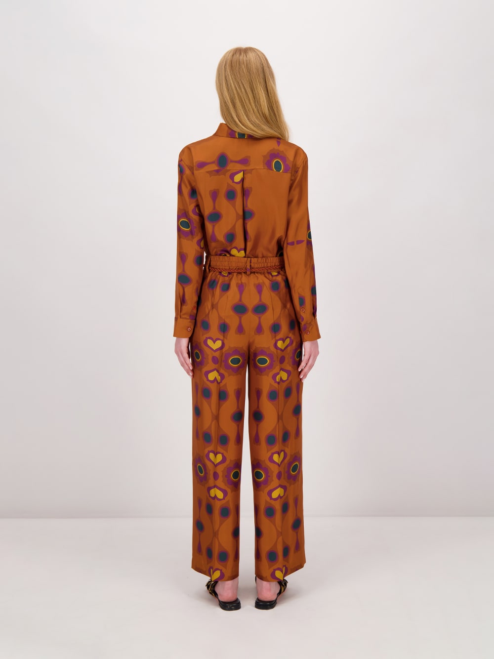 Sonia Hawaii Flower Printed Silk Twill Pants