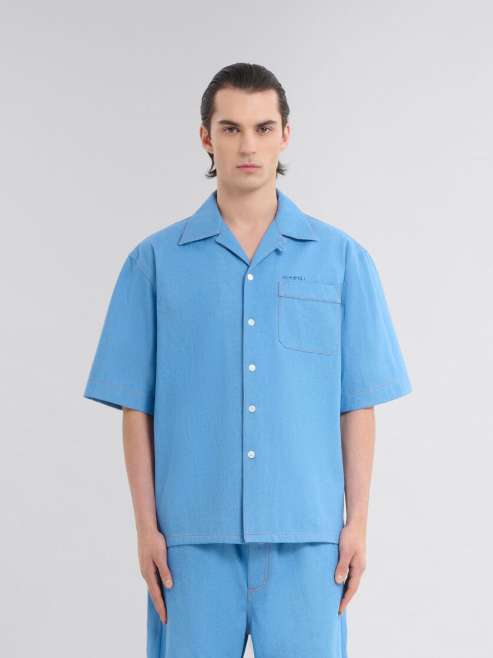 Blue Denim Bowling Shirt