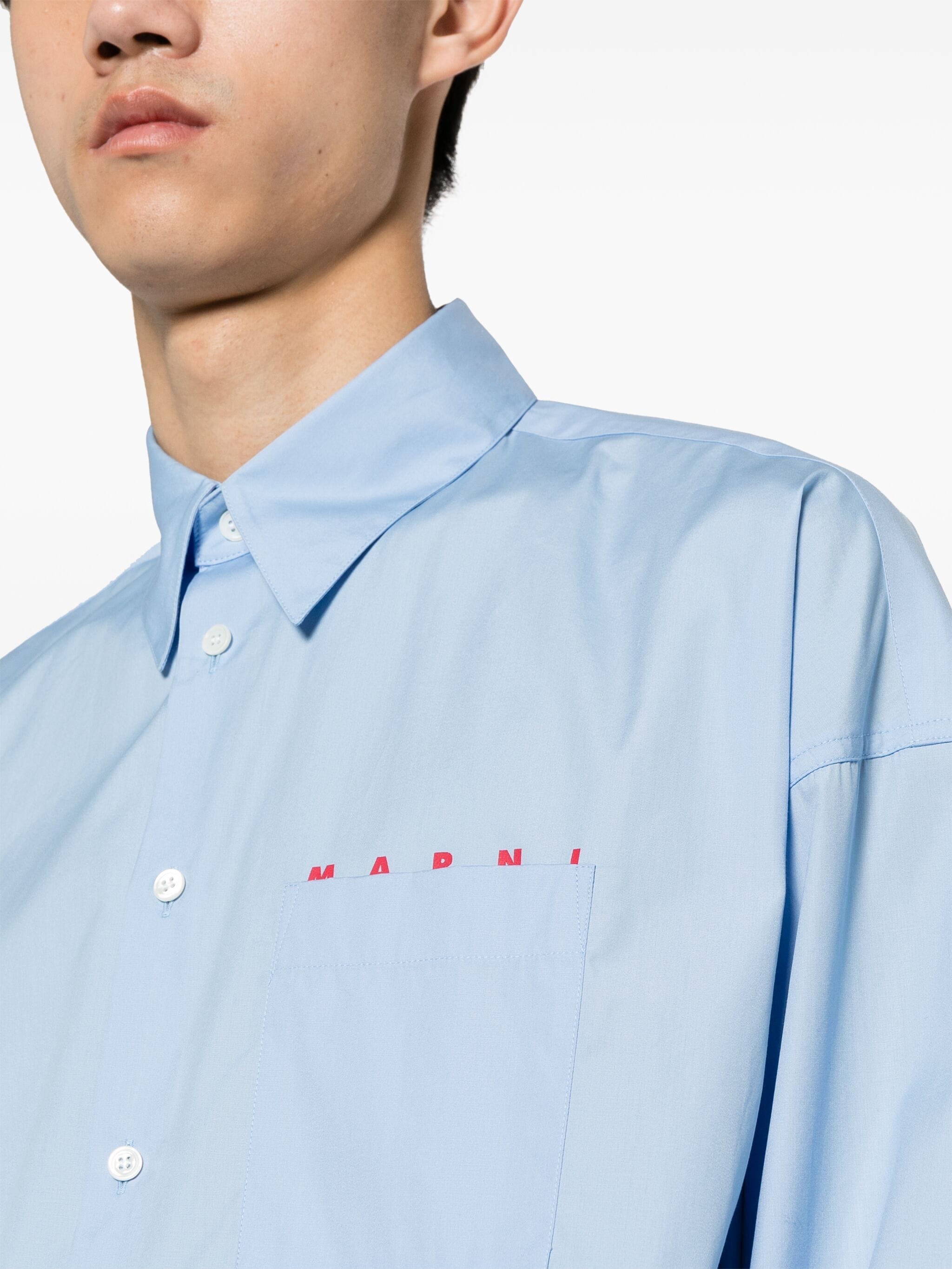 Iris Blue Logo Cotton Shirt