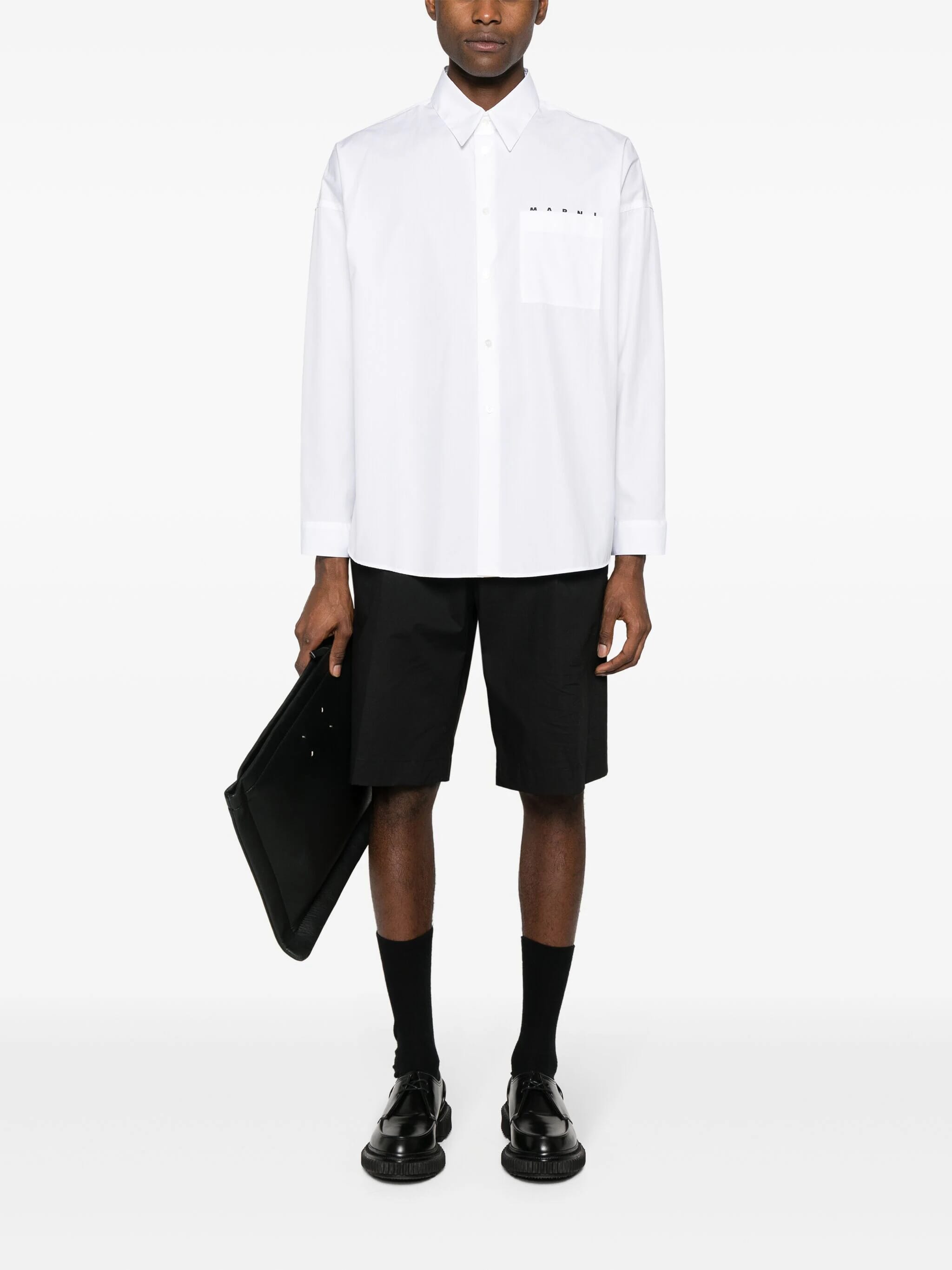 White Logo Cotton Shirt