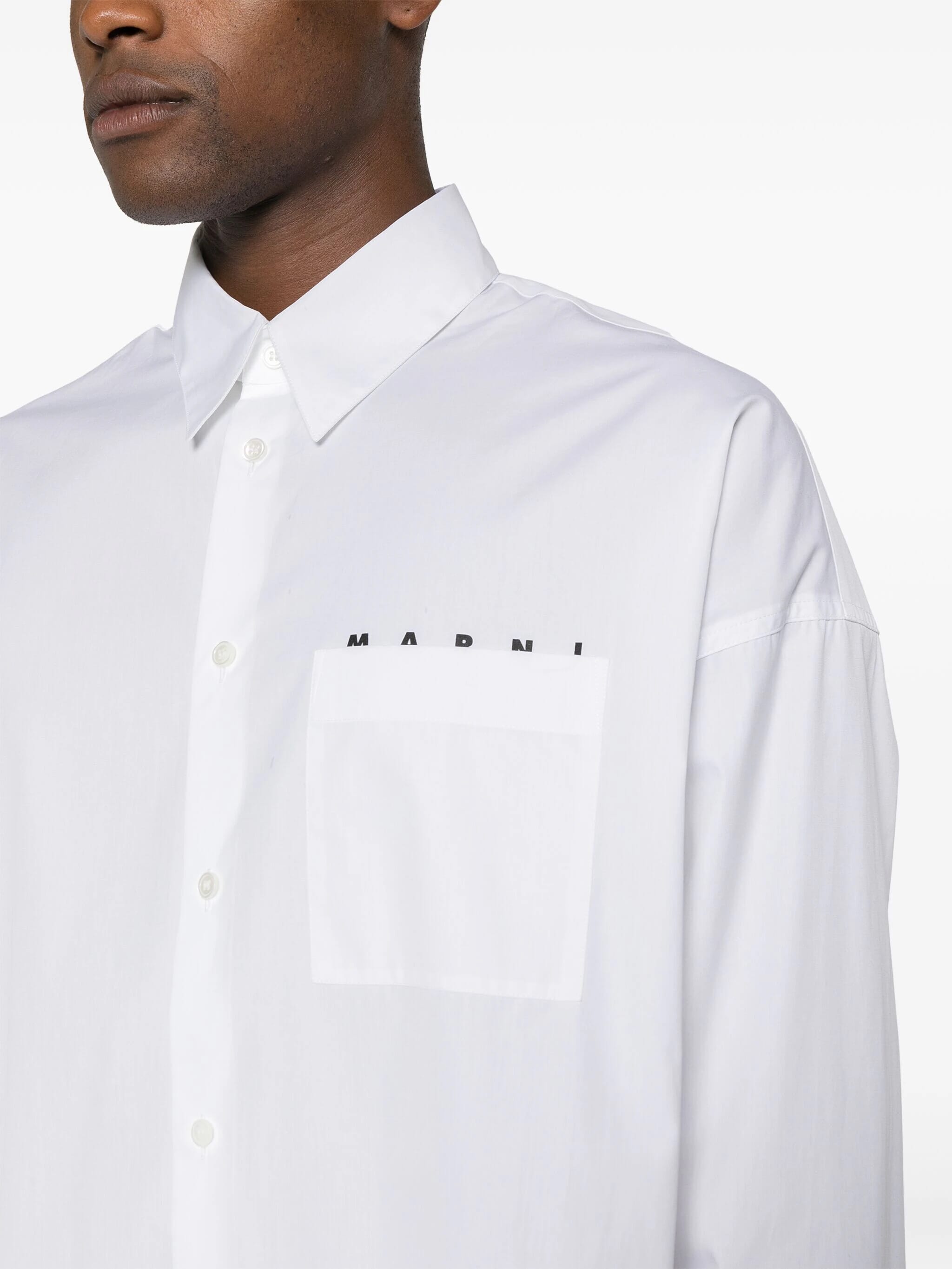 White Logo Cotton Shirt