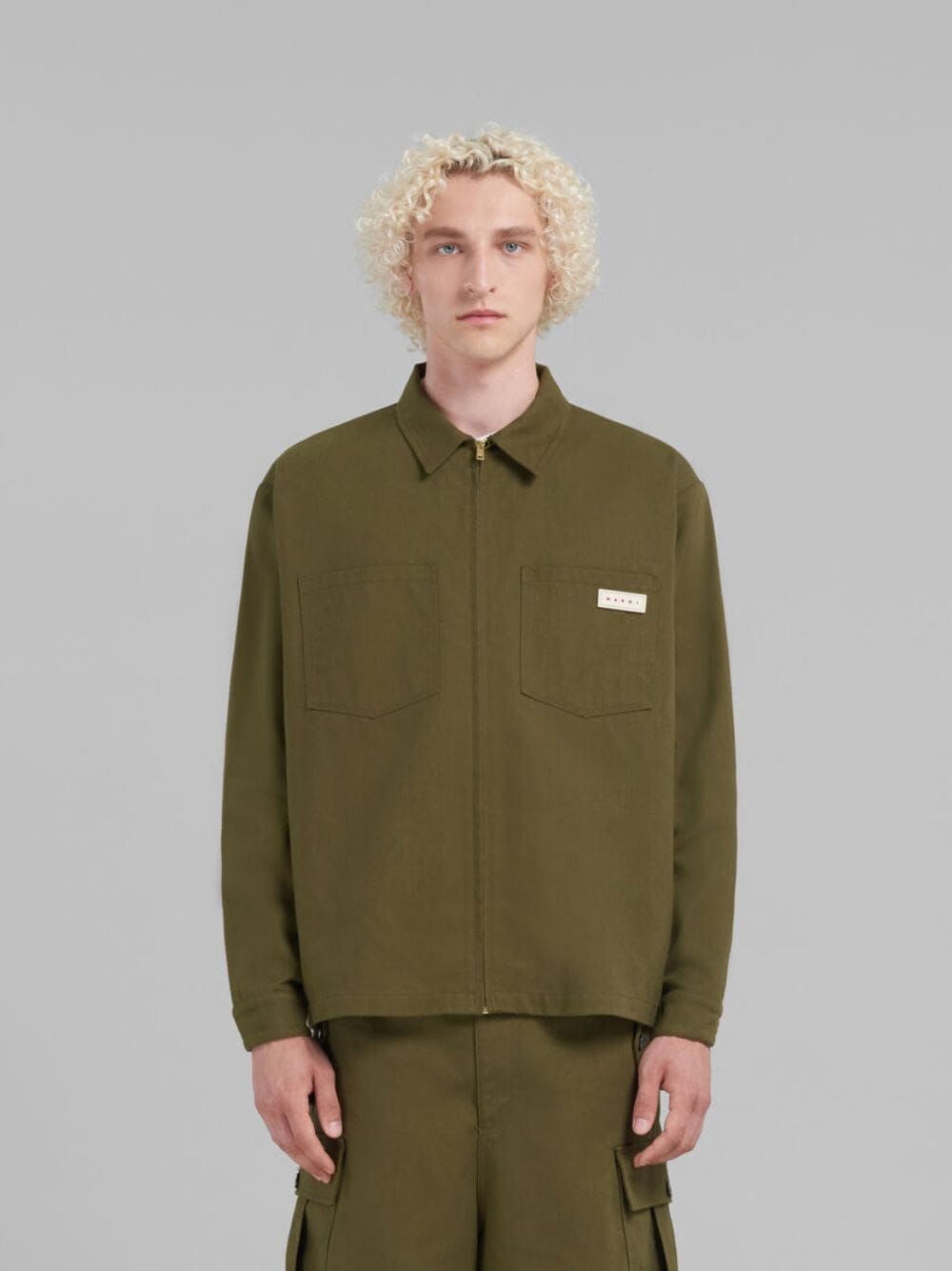 Gabardine Zip-Up Overshirt