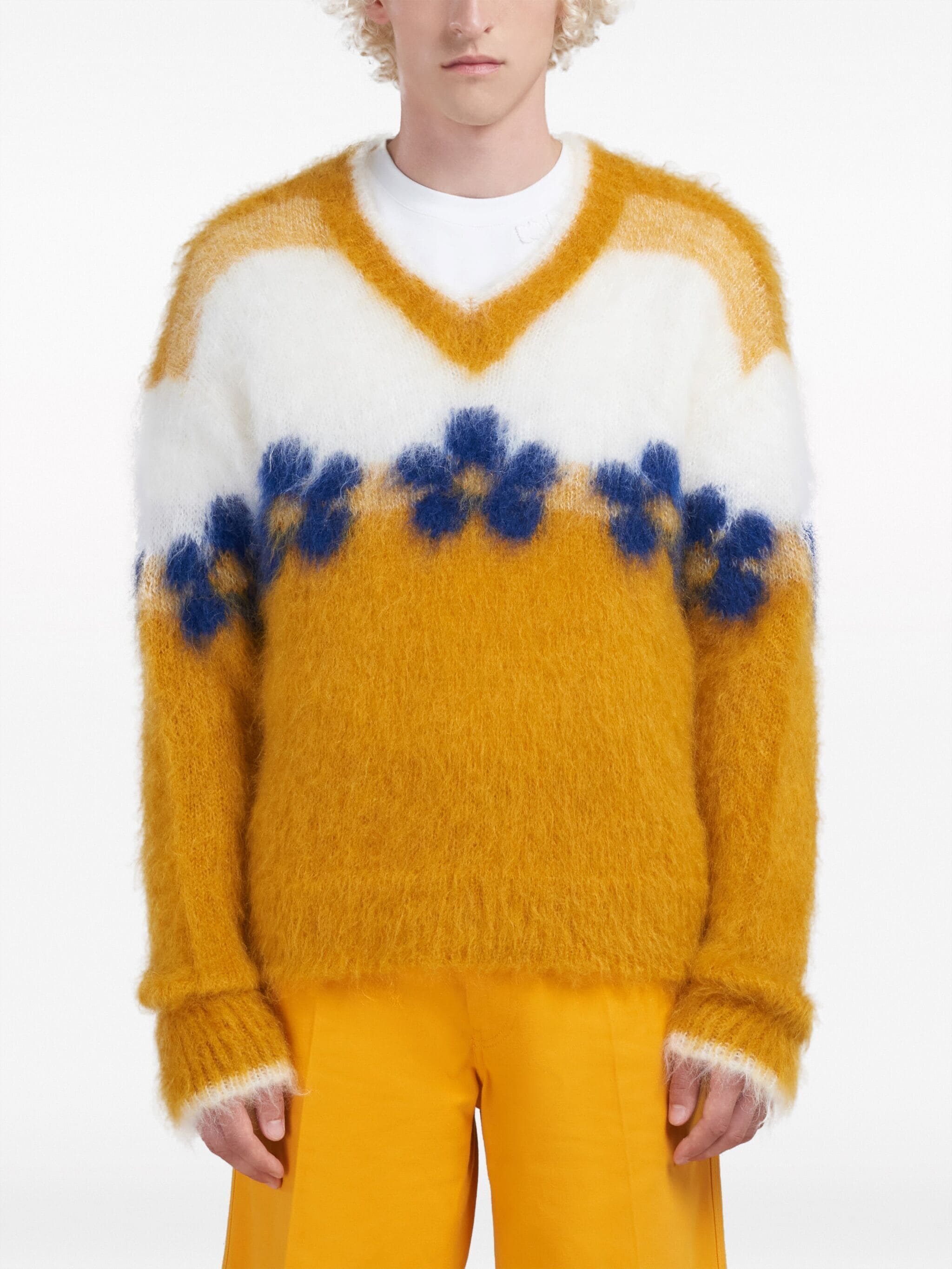 Floral Mohair V-Neck Jumper