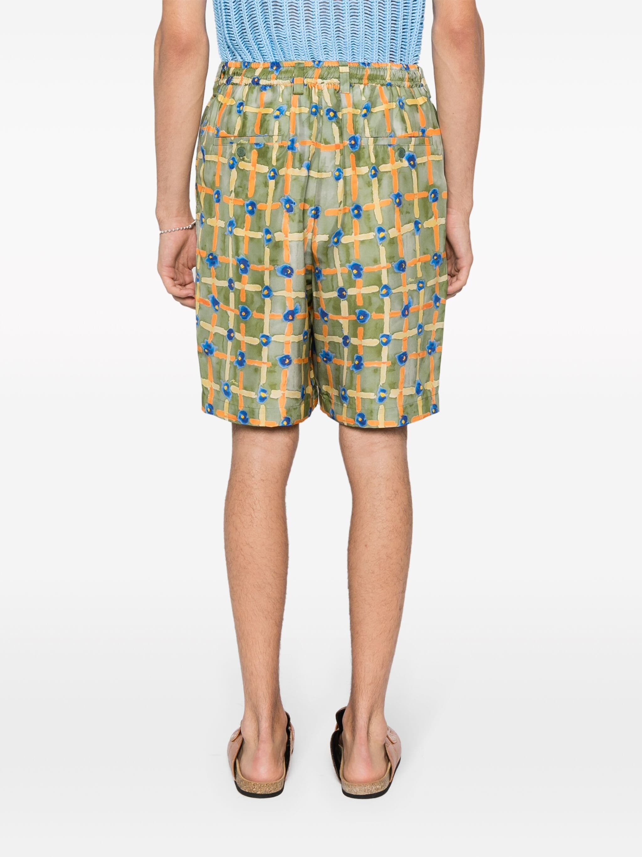 Silk Abstract-Print Shorts