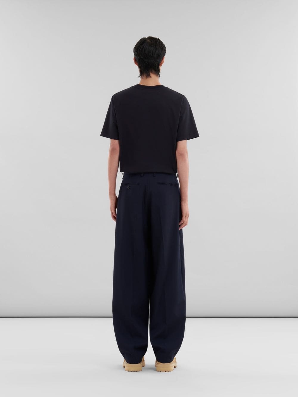 Deep Blue Pleated Wool Trousers