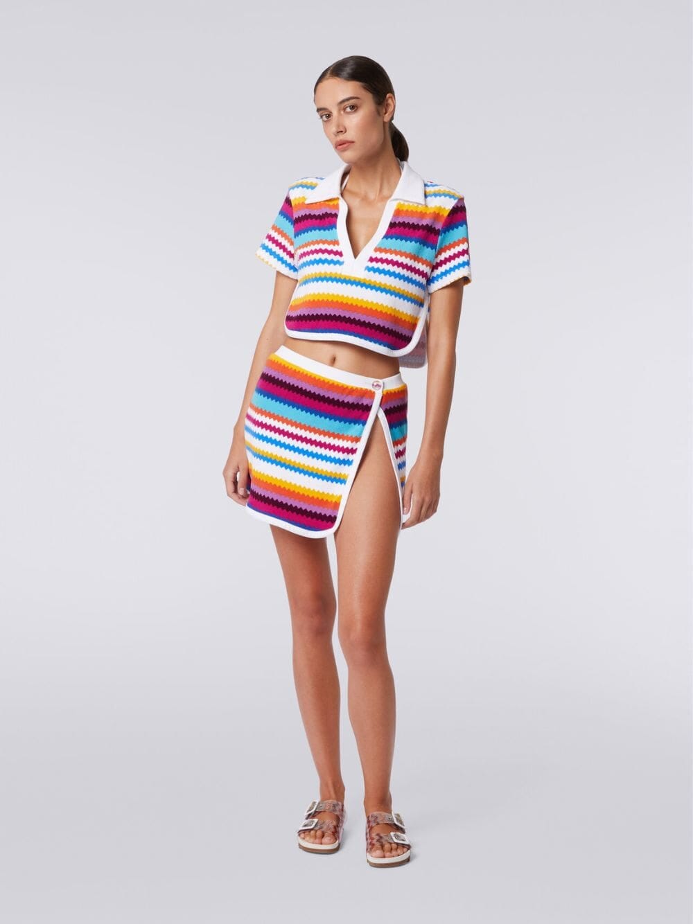 Zigzag Terry Wrap Miniskirt