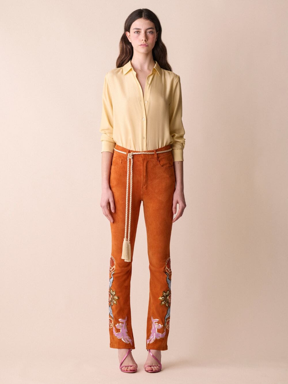 Capella Embroidered Suede Pants