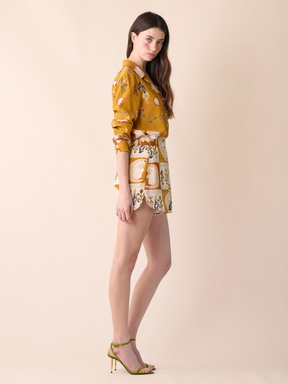 Calcita Printed Silk Crepe Shorts