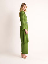 Paula Chanterelle Garden Green Silk Midi Dress