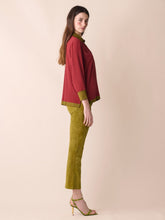 Paula Diane Burgundy Silk V-Neck Longsleeve