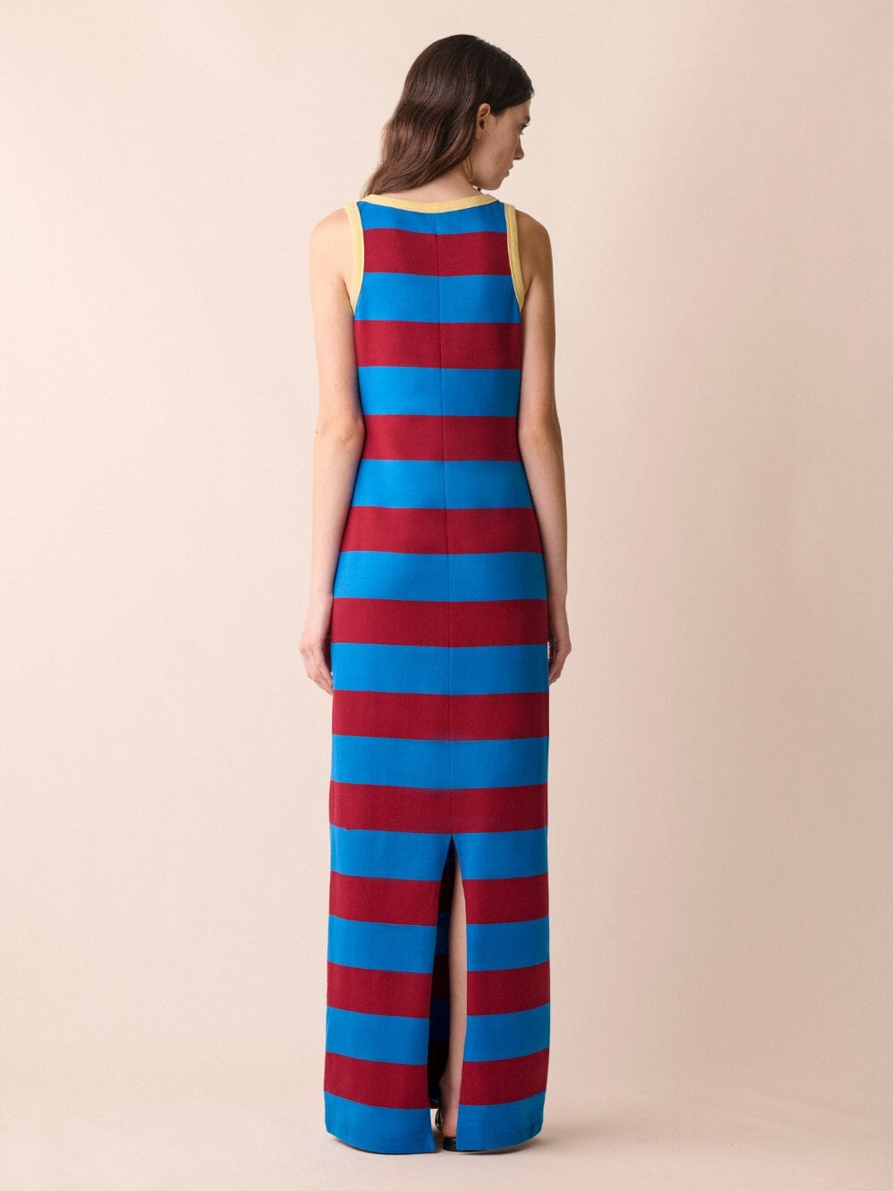 Saiph Striped Tank Top Dress With Embroidered Patch