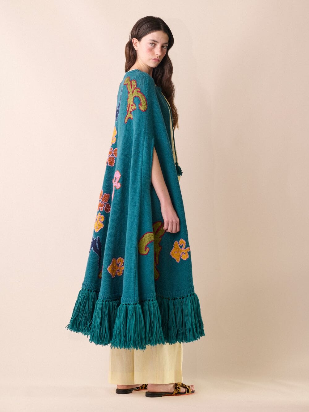 Saphire Embroidered Knitted Cape