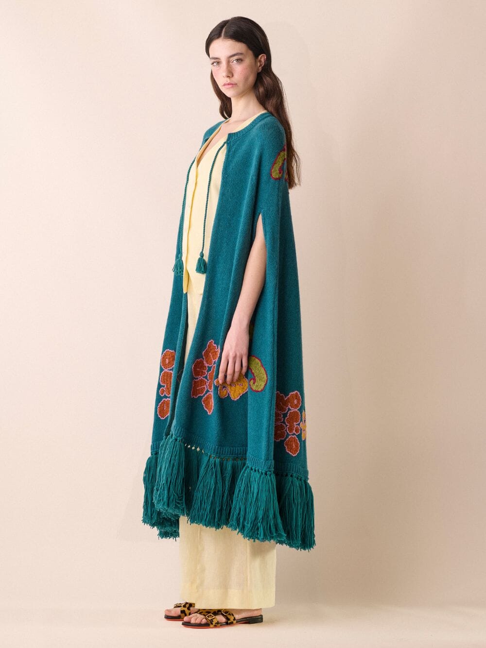 Saphire Embroidered Knitted Cape