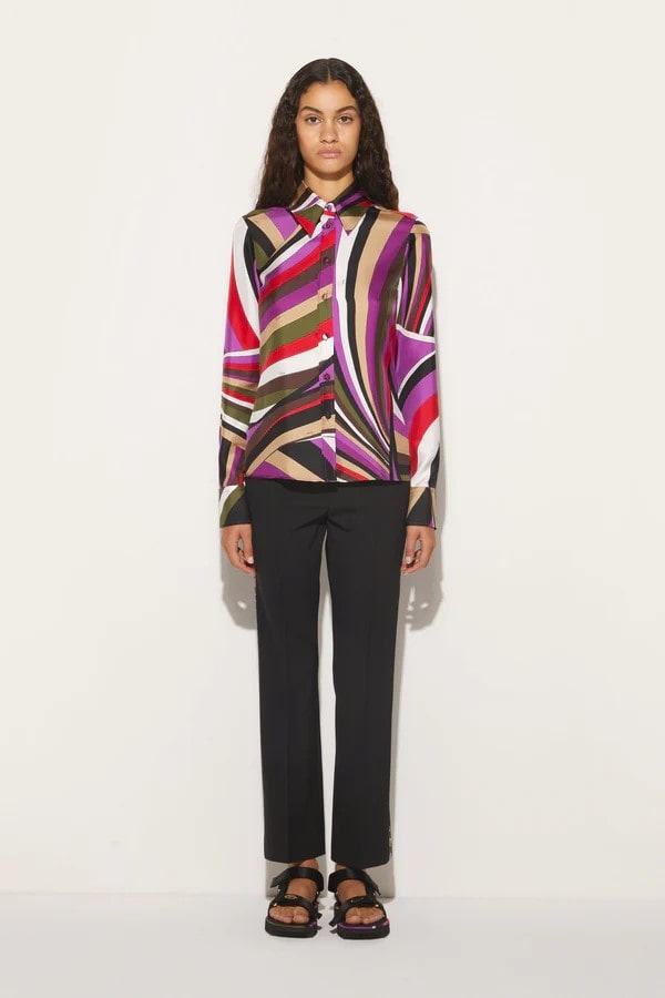 Iride-Print Silk-Twill Shirt