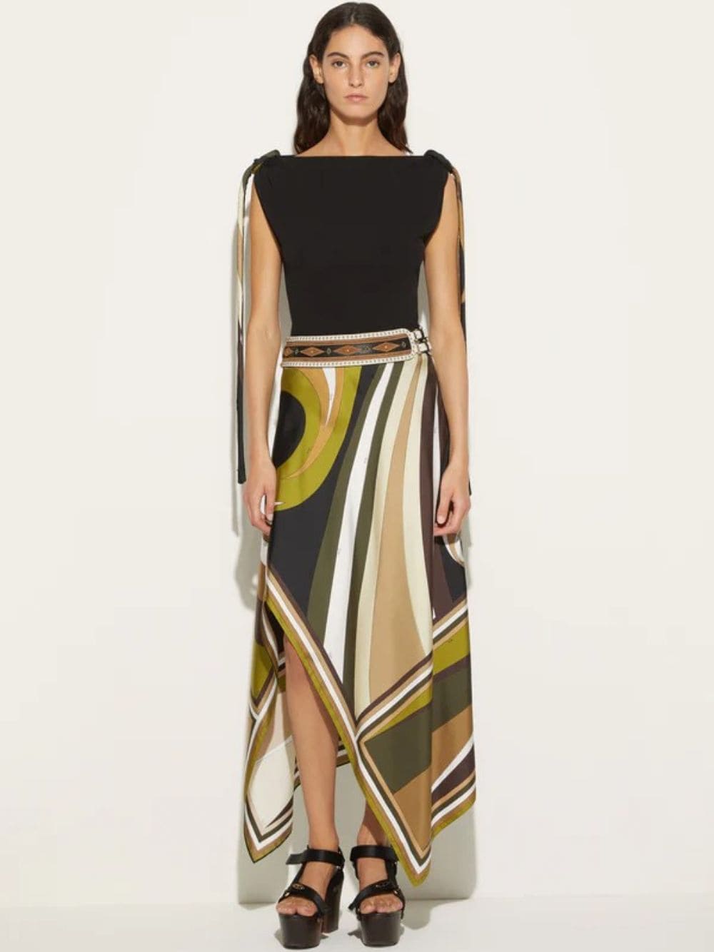 Cigni-Print Silk-Twill Skirt