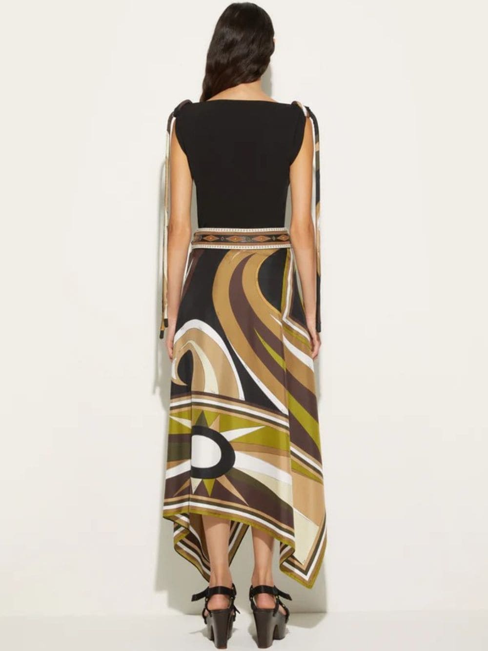 Cigni-Print Silk-Twill Skirt