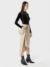 Rabanne Gold Drapé Pression Slit Skirt