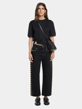Rabanne Black Boyfriend Jeans with Gold Studs