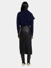 Rabanne Black Lambskin Gathered Midi Skirt