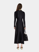 Rabanne Black Long Gathered Jersey Dress with Gold Ring