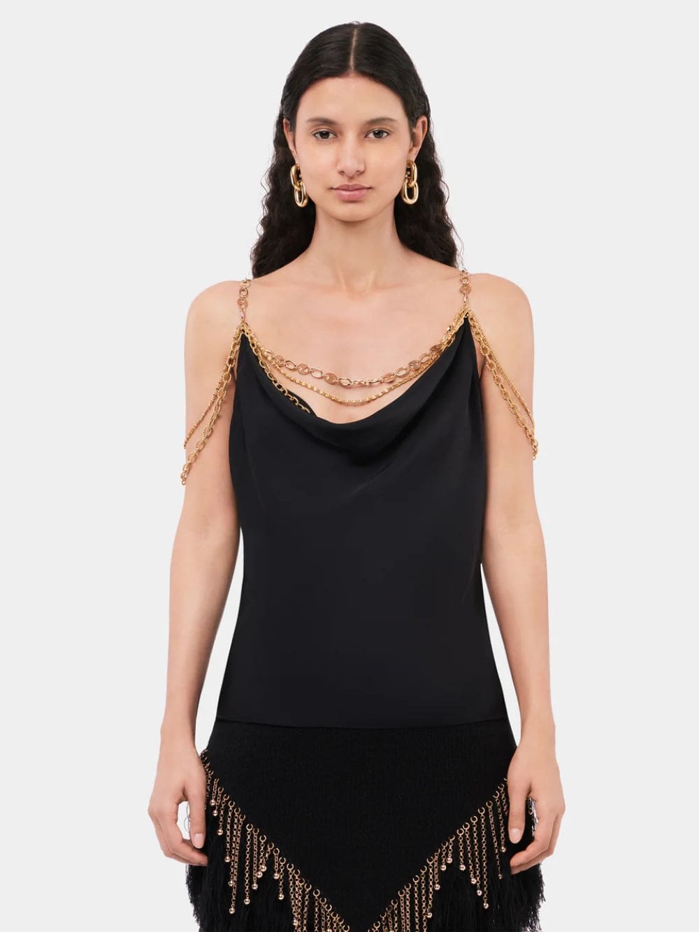 Black Top with Chain Detail