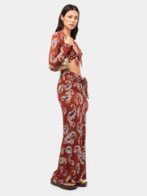 Rabanne Paisley-Print Long Split Skirt