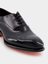 Santoni Polished Black Leather Oxford Shoes