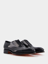 Santoni Polished Black Leather Oxford Shoes