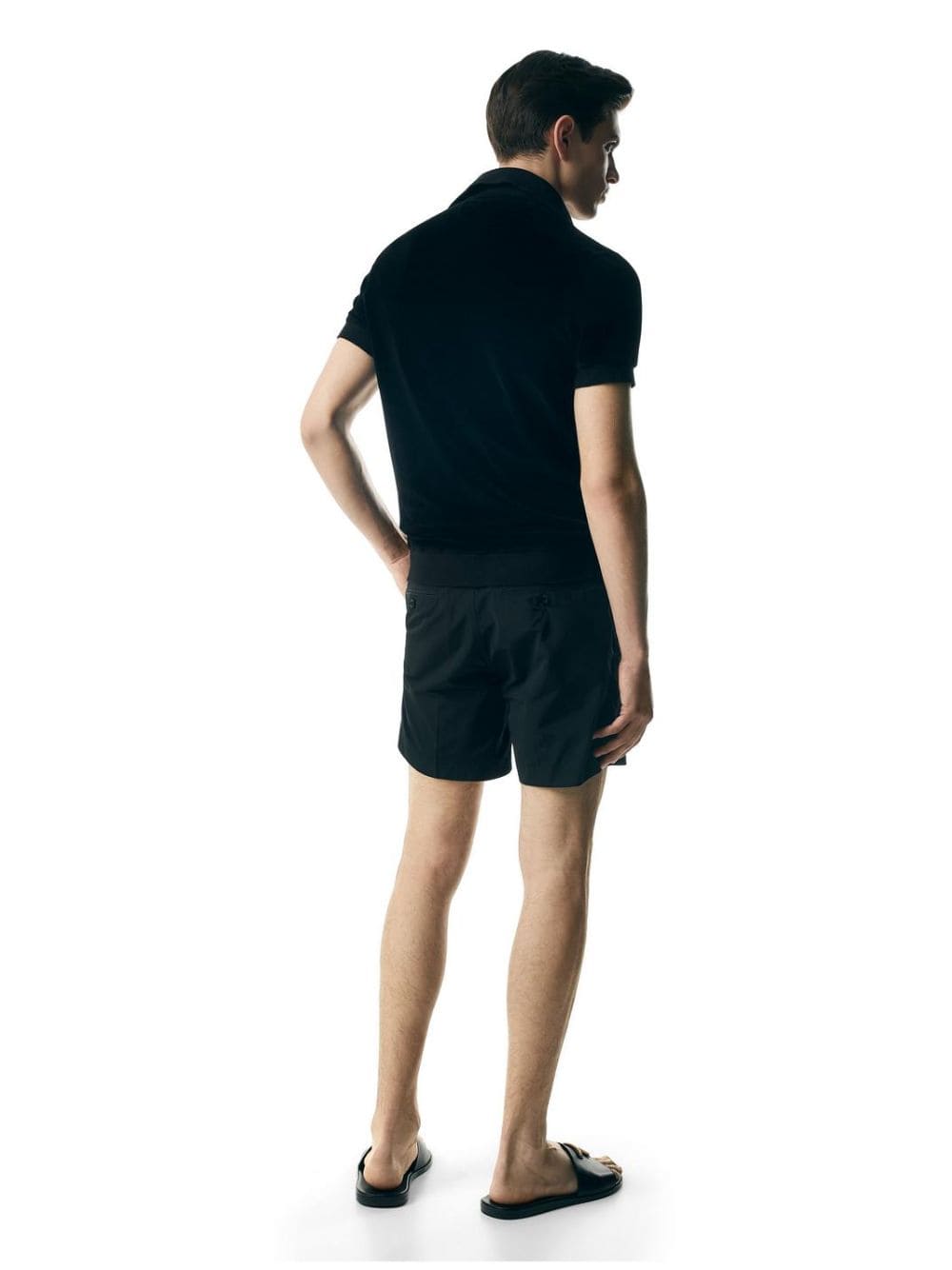 Black Modal Velour Polo Shirt