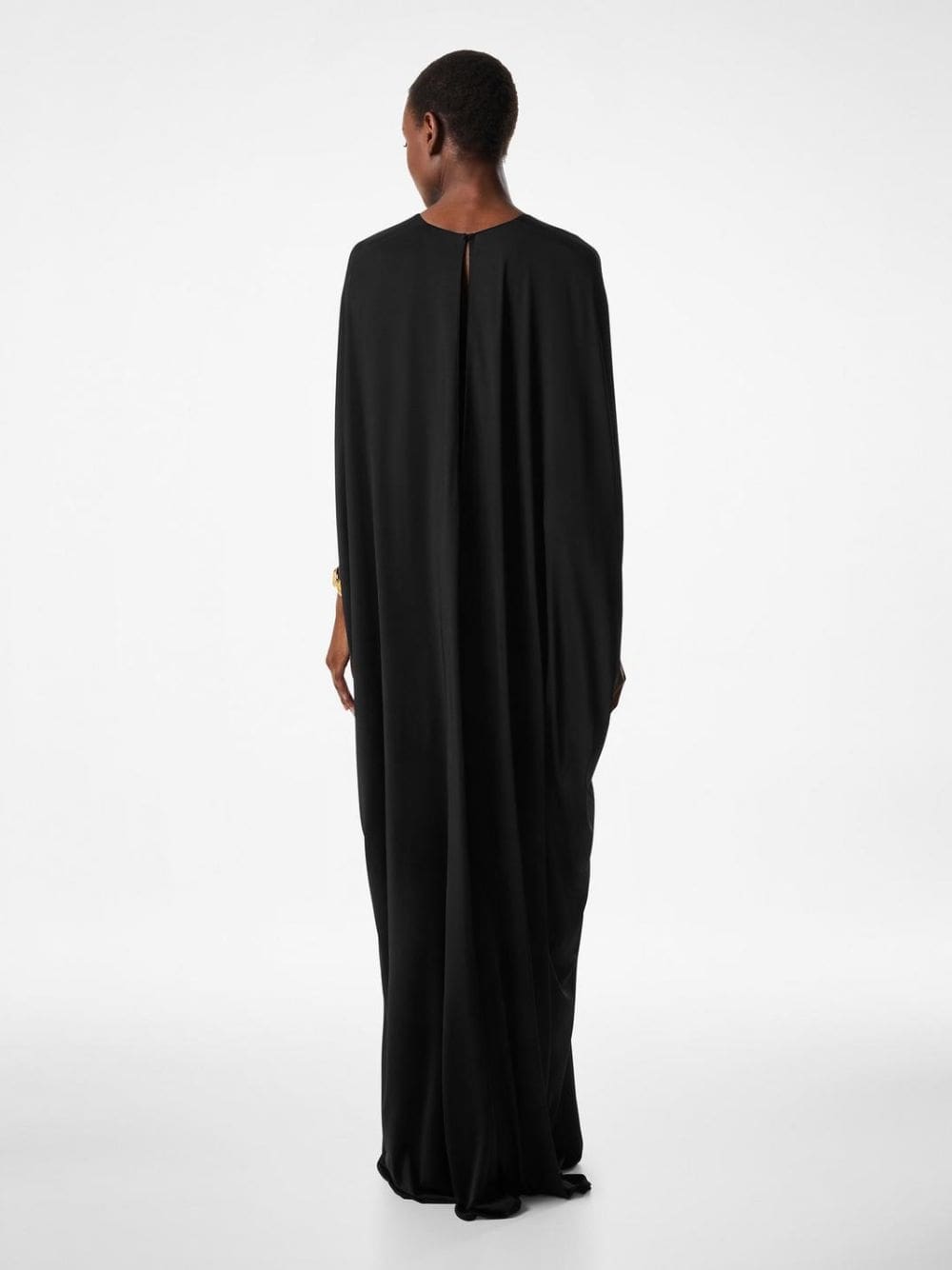 Black Satin Stretch Jersey Kaftan