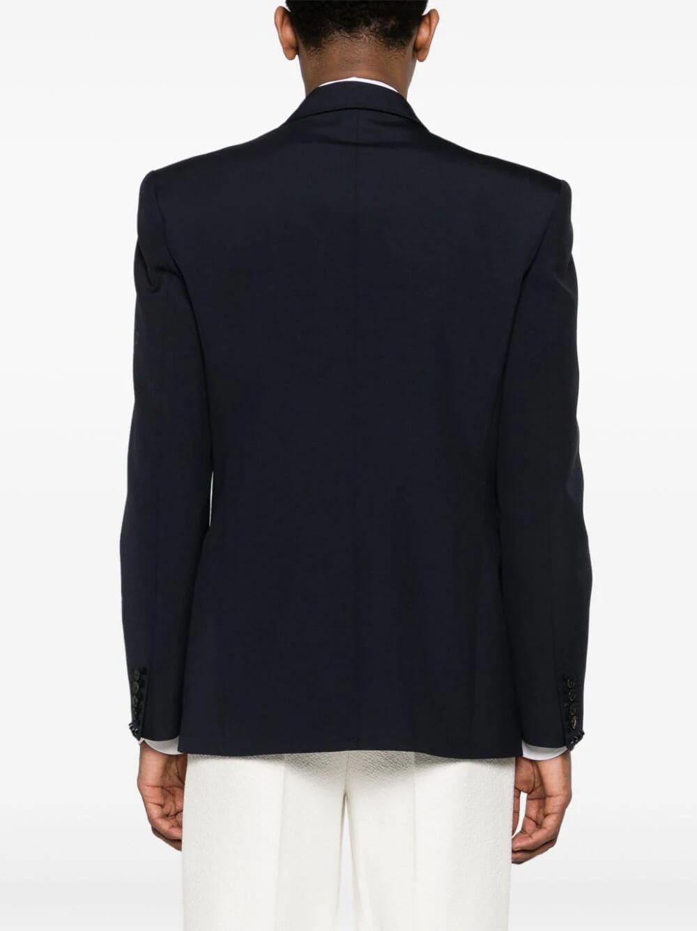 Valentino Garavani Navy Single-Breasted Wool Blazer | Fashion Clinic