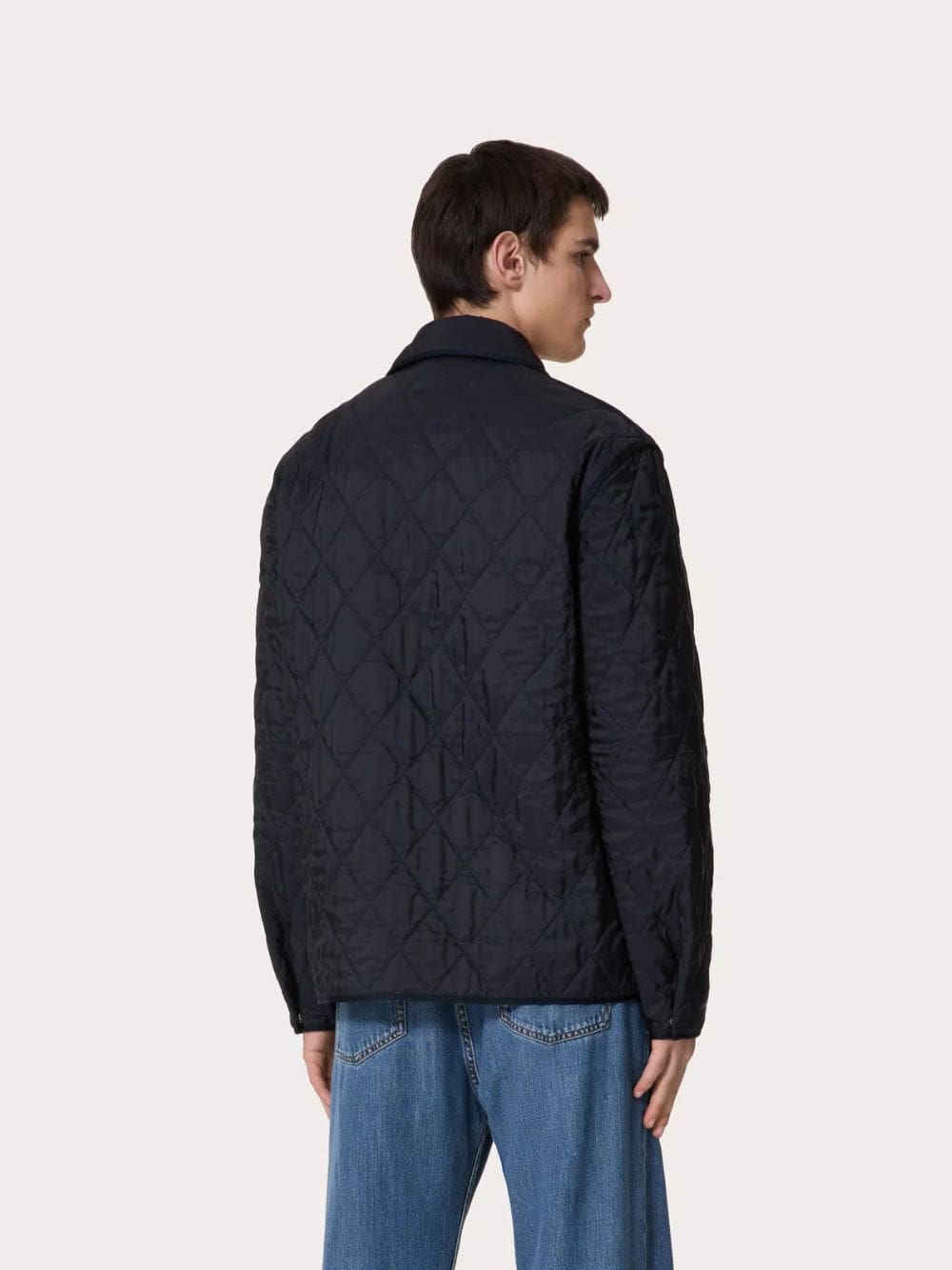 Navy Quilted Nylon Shirt Jacket