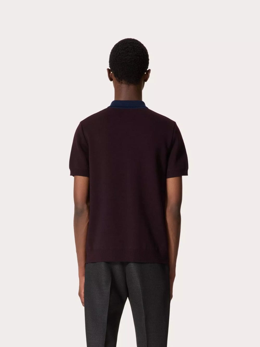 Maroon Wool Polo Shirt with VLogo Embroidery