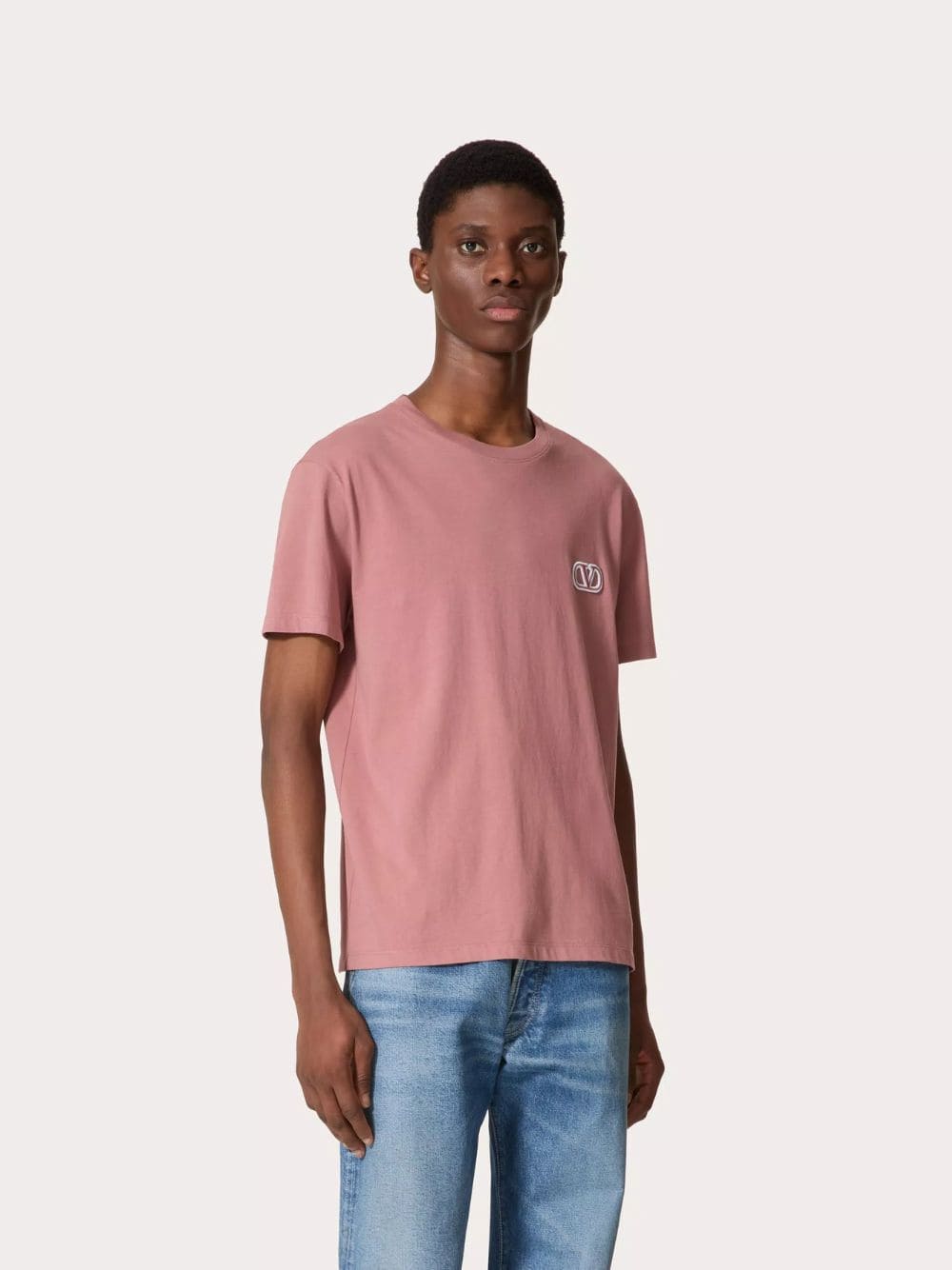 Mauve Cotton T-shirt with VLogo Patch