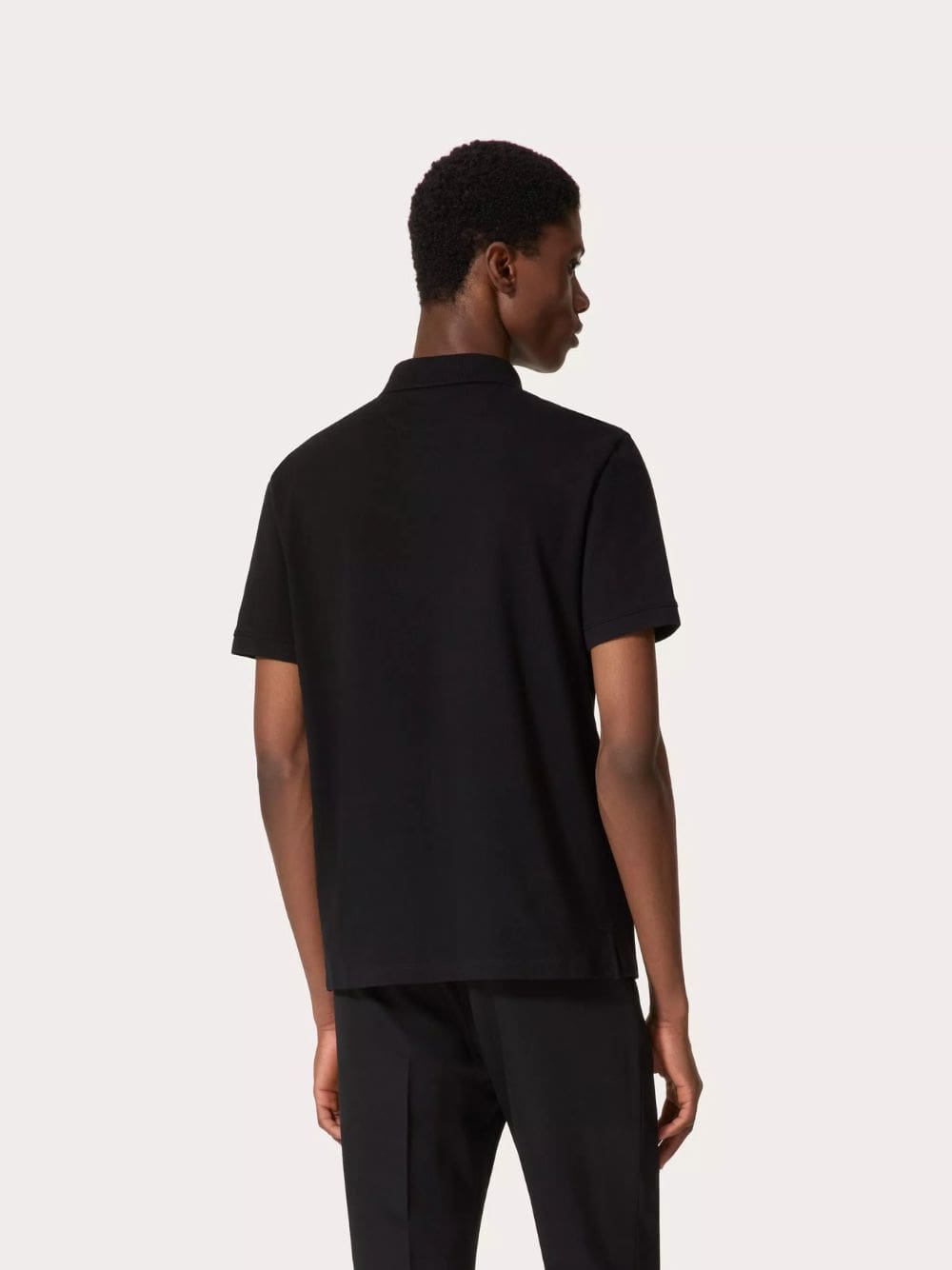 Black Cotton Piqué Polo Shirt with Vlogo