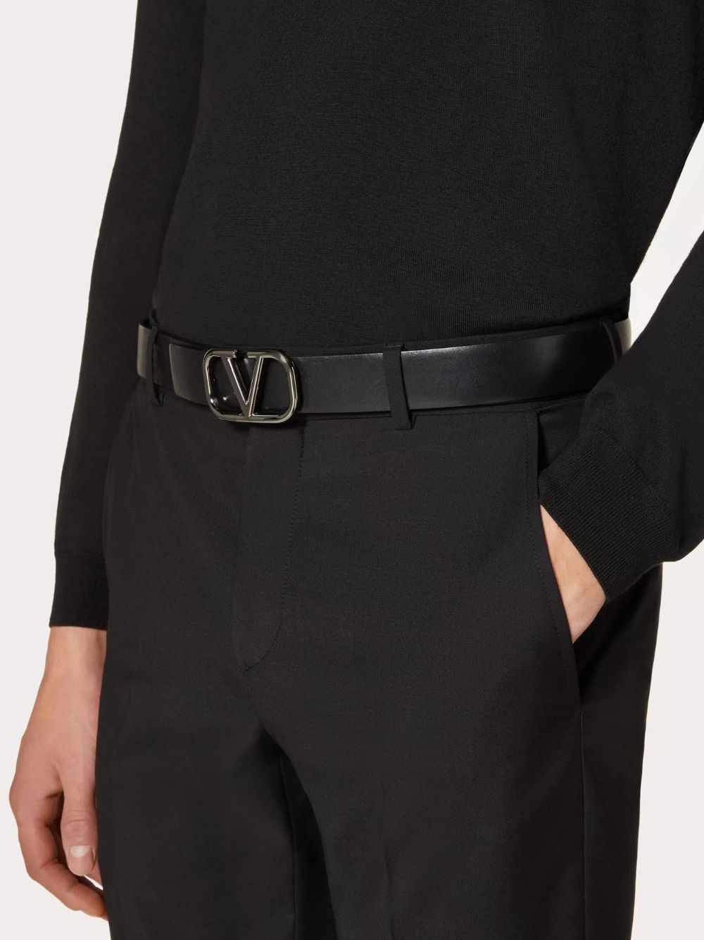 Black Vlogo Signature Calfskin Belt 30 mm