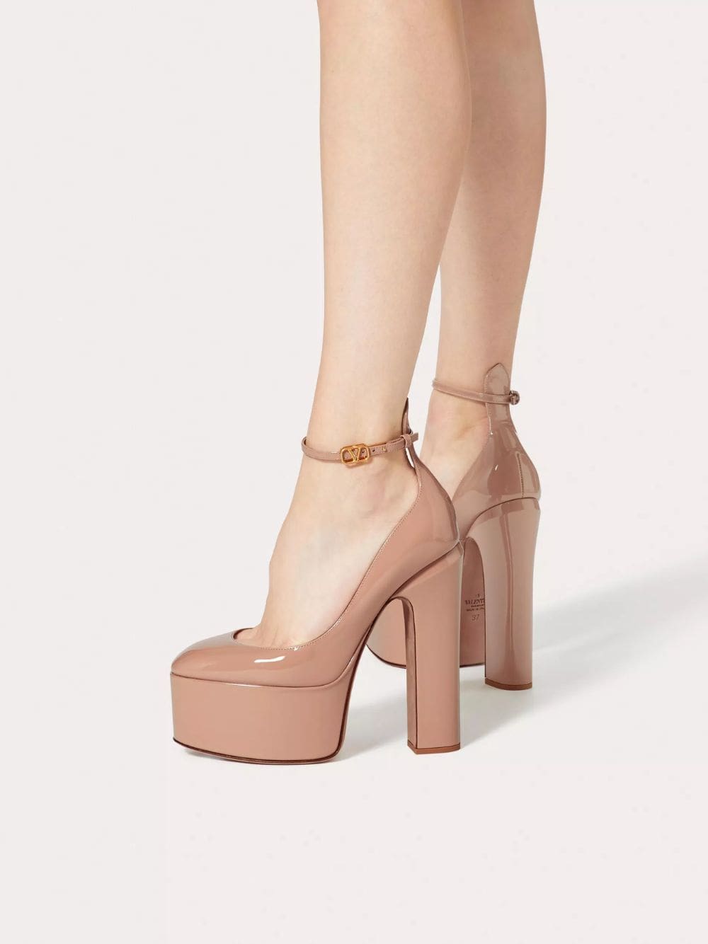 Rose Cannelle Patent Platform 105mm Pumps