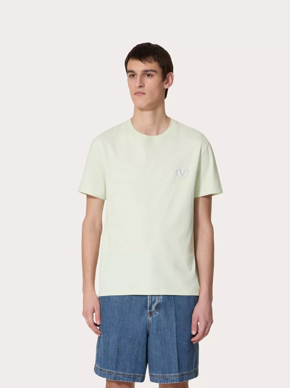 Mint Cotton T-shirt with VLogo Patch