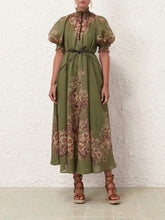Zimmermann Ottie Swing Maxi in Khaki Floral