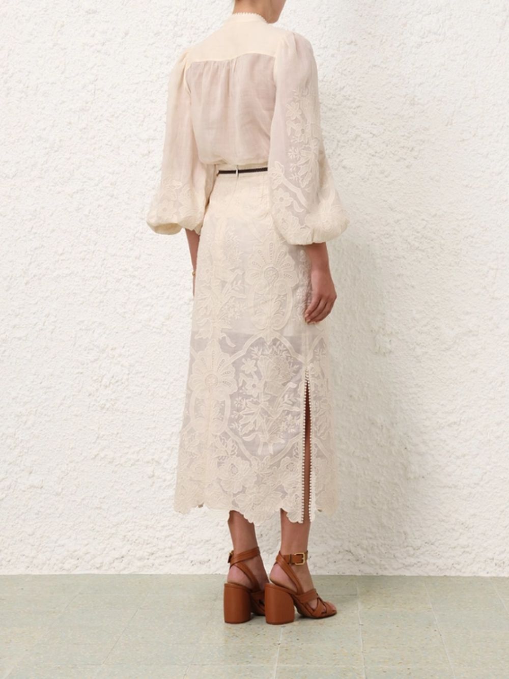 Ottie Embroidered Linen Skirt