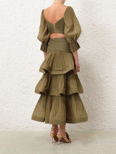 Zimmermann Olive Pleated Crop Bodice