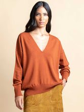 Paula V-Neck Brown Wool Ribbed Sweater
